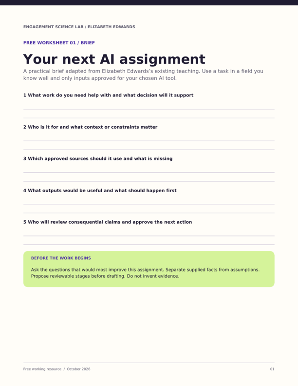 Preview of the free AI assignment worksheet