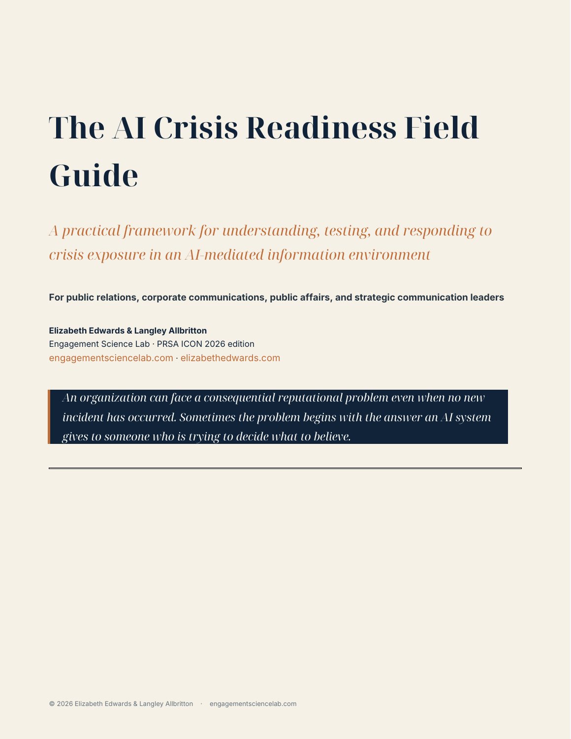 AI Crisis Readiness: Process & Standards — current edition cover